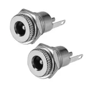 Panel Mount DC Connector Power Audio Video Socket 5.5mm x 2.5mm Silver Tone 2Pcs