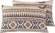 YuHeGuoJi Retro Aztec Pillow Cases King 100% Cotton Boho Geometric Pillowcases Set of 2 Brown Bohemian Decorative Pillow Covers with Envelope Closure Triangle Pattern Pillow Protectors 2 Pack 20"x36"