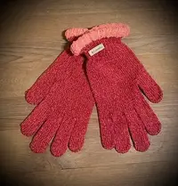 在飛比找Yahoo!奇摩拍賣優惠-Columbia 橘紅保暖針織毛線手套