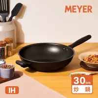 在飛比找PChome24h購物優惠-【MEYER 美亞】IH全黑陽極陶瓷不沾鍋炒鍋30cm - 