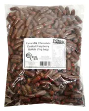 Fyna Milk Chocolate Coated Raspberry Bullets (1kg bag)
