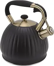 Whistling Tea Kettle, Stainless Steel Stovetop Teapot with Cool Ergonomic Touch Handle 3.5L Whistle Kettle for Electric Gas Induction Radiation Stove,for Boiling Water, Black