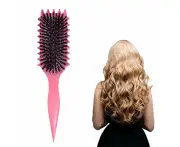 Curl Brush, Curl with Prongs Define Styling Brush, Curl Clumping Brush, for Combing and Shaping Men's and Women's Curls to Reduce Pulling -Pink