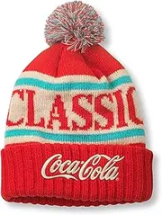 [American Needle] Coke Coca Cola Classic Pillow Line Knit Beanie, Red/Ivory/Teal (23012A-COKE-RDIVTE), Red/Ivory/Teal, One Size