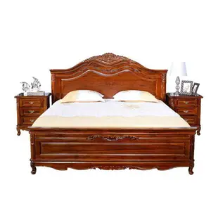 宅家全柚木床純柚木家具全實木床歐式雙人床1.8米1.5婚床雕花臥室