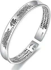 Retro Bracelet925Sterling Silver Bangle Women 925 Silver Bracelet Vintage Hand Carve Cuff Bangle Chinese Bracelet Ladies Silver Jewellery Birthday