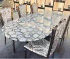 Luxury White Agate Gemstone Dining Table,Semi Precious Stone Oval Countertop