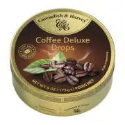 Cavendish and Harvey Deluxe Coffee Drops 175g Tin Sweets Candy Lollies