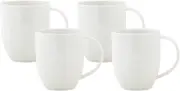 Maxwell & Williams White Basics Diamonds Coupe Mug 370ML Set of 4 Gift Boxed
