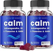 NutraChamps Calm Gummies | Stress Supplement with Ashwagandha, L-Theanine, GABA, Vitamin B6 & Lemon Balm Supports Mood, Focus Relief Vegan Non-GMO Natural Berry 90 (2 Pack), 0.472 kilograms