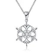 2Pcs Fashion Snowflake Pendant Necklace Christmas Gift for Women Girl