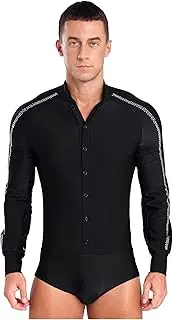 [TiaoBug] Men's Latin Dance Shirt Long Sleeve Salsa Modern Waltz Tango Dancewear Standard Performance Wear