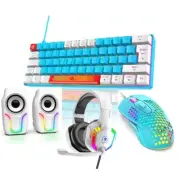 4 in1 Wired 60% mechanical gaming keyboard & mouse Set with Headphone & speakers