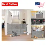 60" Retractable Pet Gate w/Cat Door - Safe Mesh Barrier for Dogs & Babies
