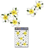 Plumeria Flower CAR Stickers White Singles Frangipani Small Vinyl Decal Pack for Walls Laptop Luggage Bicycle Caravans Van Camper Trucks - ST074WT_1- Australian Made JAS Stickers