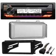JVC KD-T92MBS Single DIN Marine Bluetooth USB Receiver, Cover,Harley Install Kit
