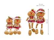 bulk 8 Xmas Plush Sitting Ginger Bread 2 Assort Decoration 15x42cm