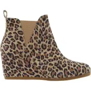 TOMS Kelsey Leopard Round Toe Wedge Booties Womens Size 10 B Casual Boots 100141