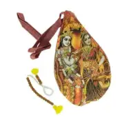 Cotton Radha Krishna Printed Beads Bag/Chanting Bag/Mala Bag with Sakshi Mala