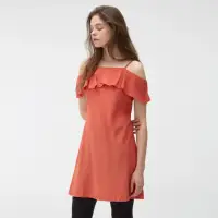 在飛比找momo購物網優惠-【COOCHAD】CUPRO 細肩洋裝 橘色(洋裝 細肩 修