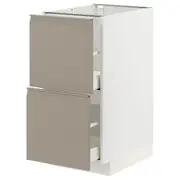 METOD / MAXIMERA base cb 2 fronts/2 high drawers, white/Upplöv matt dark beige, 40x60x80 cm