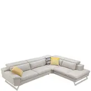 5 Seater Lounge Cream Colour Leatherette Corner Sofa Couch with Chaise