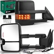 YHTAUTO Power Adjusted Heated Towing Mirrors Fits Tahoe 1995-2000, Yukon, C/K 1500 2500 Suburban, Blazer, Arrow & Turn Signal & Backup Lights, Telescoping Convex Driver & Passenger Side Car Mirrors