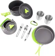Abaodam 1 Set 12 Pcs Portable Hard Alumina Non-Stick Cookware Kit Camping Cookware