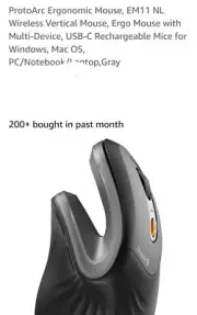 Ergonomic Mouse, EM11 NL Wireless Vertical Mouse, Rechargeable Optical Mice w...