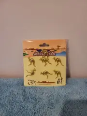 Australian Souvenir Kangaroo Marsupial Button Pin / Clothing Pin Set Of 7