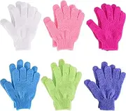 Hotop 6 Pairs Double Sided Exfoliating Gloves Body Scrubbing Glove Bath Scrubs for Shower, 6 Colors