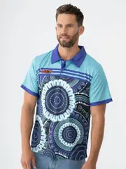 Kulture Indigenous Polo Blue Multi Print