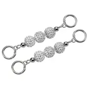 2Pcs 14.5cm/5.7" Beaded Purse Chain Strap Extender for Handbag, Silver