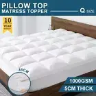 Pillowtop Matress Topper Mattress Protector Pad Cover 45cm Underlay Bed 1000GSM
