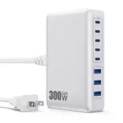 USB C Charger 300W USB C Charger Block 8-Ports GaN IV Fast Charging Station,P...