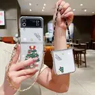 Phone Case For Samsung Z Flip6 5 4 3 Christmas Shockproof Lanyard Folding Cover
