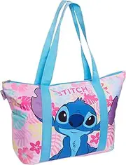 [Disney] Stitch Tote Bag for Women Girls Travel Beach Bag Zipped Fully Lined Large Shoulder Top Handle Overnight Carry On Shopper Bag