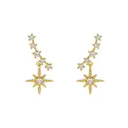 4PCS Gilding Gold Color Star Stud Earrings for Women Jewelry Accessories