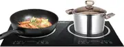 Double-Head Induction Cooker, Induction Cooker with Portable Black Crystal Glass Plate, with 2500w High Power Per Side, 10 Power Levels, Timer, Safety Lock & Sensor Touch Control