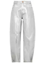 Ganni Stary Foil-print Barrel-leg Jeans - White - 28 (W28 / UK10 / S) 28 (W28 / UK10 / S)