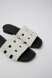 Casi Myra White leather sandals for women