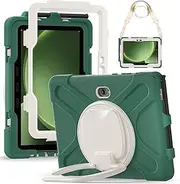 Case for Samsung Galaxy Tab Active 5 Pro 10.1 inch (2025), Full-Body Heavy Duty Shockproof Protective Cover with 360° Rotating Stand/Handle Grip/Shoulder Strap (Green)