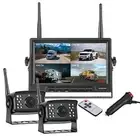 Digital Wireless 2x Reversing Cameras 7" Splitscreen Quad DVR Monitor For Truck