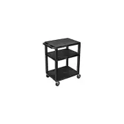Tuffy 3-Shelf Plastic/Poly Mobile A/V Cart with Lockable Wheels Black (WT34)