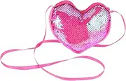 [CTIRCHIU] Adorable Heart Shaped Small Bag Kids Wallet Sequin Crossbody Sling Bag for Girls Single Strap Purse