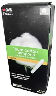 CVS Pure Cotton Tampons :: Cardboard Applicator, Regular Absorbency (16ct, 6-9g)