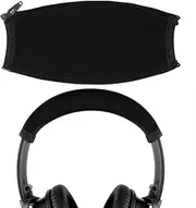 Geekria Flex Fabric Headband Cover Compatible with Bose QC45 QuietComfort 35 II, QC35, QuietComfort 25, QC25 Headphones, Head Cushion Pad Protector, Replacement Repair Part, Sweat Cover (Black)