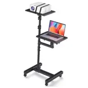 2 Shelves Projector Stand Tripod, Mobile Laptop Cart on Wheels Projector
