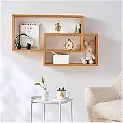 Wall Shelf 2 Cube Intersecting Floating Shelves Wall Mounted, Solid Wood Bookshelf Storage Rack CD Rack Bracket for Bedrooms and Living Rooms Shelves Floating