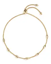 14K Yellow Gold Beaded Wheat Chain Bracelet - Exclusive OS